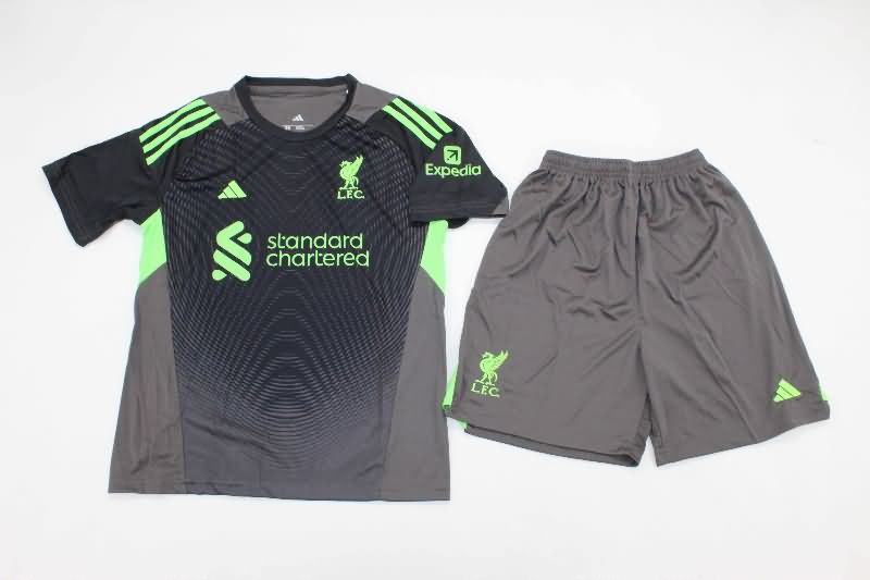 25/26 Liverpool Goalkeeper Black Kids Soccer Jersey And Shorts