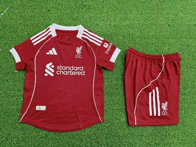 25/26 Liverpool Home Kids Soccer Jersey And Shorts (Player)