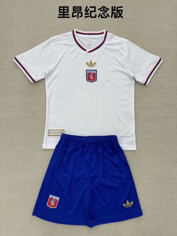 25/26 Lyon 75th Anniversary Kids Soccer Jersey And Shorts