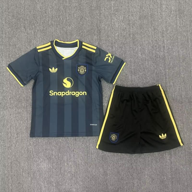 25/26 Manchester United Third Kids Soccer Jersey And Shorts Leaked