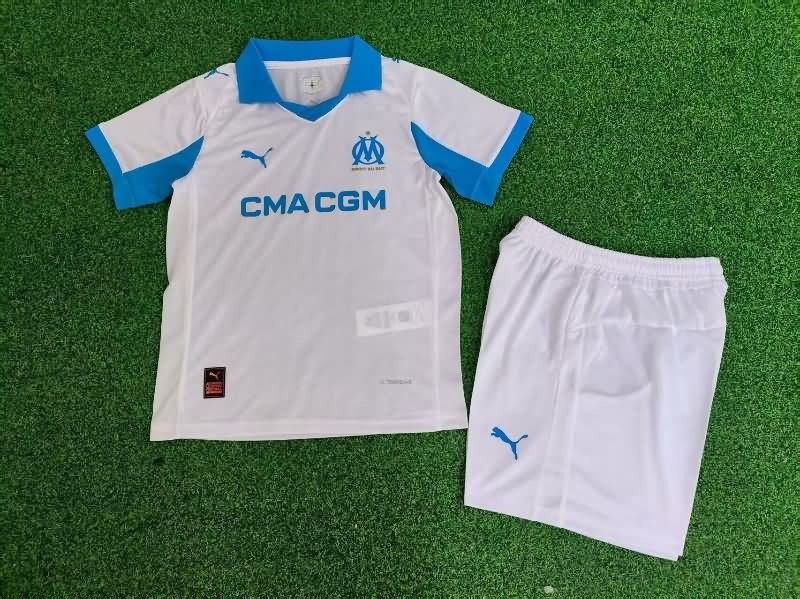 25/26 Marseilles Home Kids Soccer Jersey And Shorts (Player)