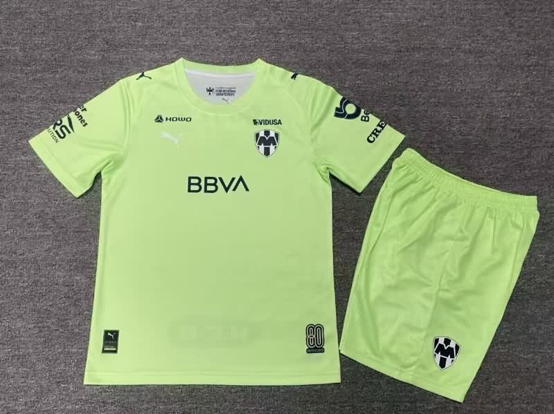 25/26 Monterrey Goalkeeper Green Kids Soccer Jersey And Shorts