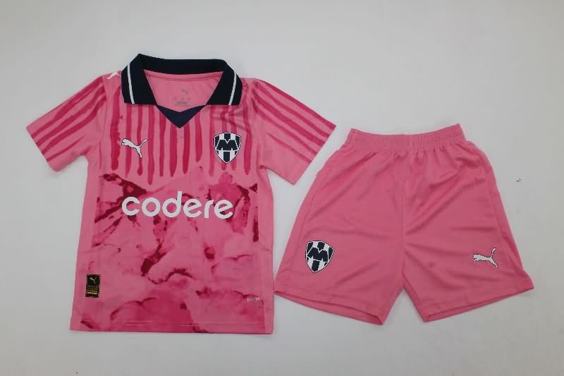 2025 Monterrey Club World Cup Goalkeeper Pink Kids Soccer Jersey And Shorts