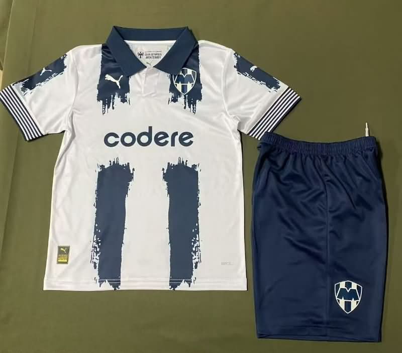 25/26 Monterrey White Kids Soccer Jersey And Shorts