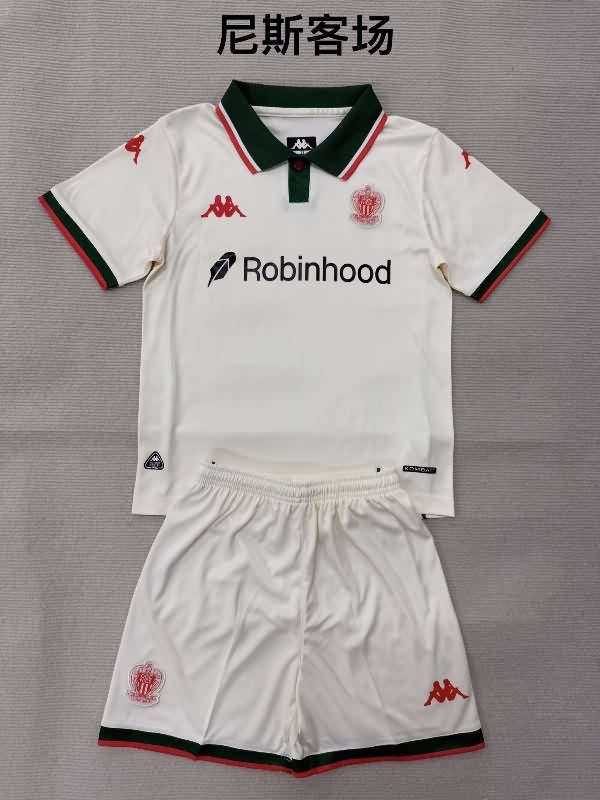 25/26 OGC Nice Away Kids Soccer Jersey And Shorts