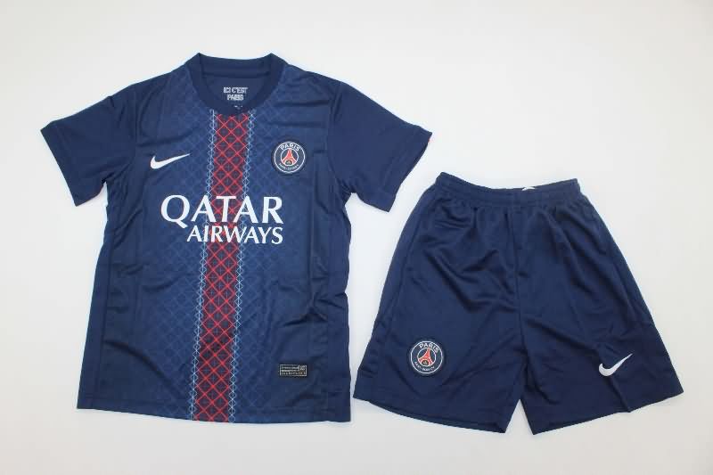 25/26 Paris St Germain Home Kids Soccer Jersey And Shorts