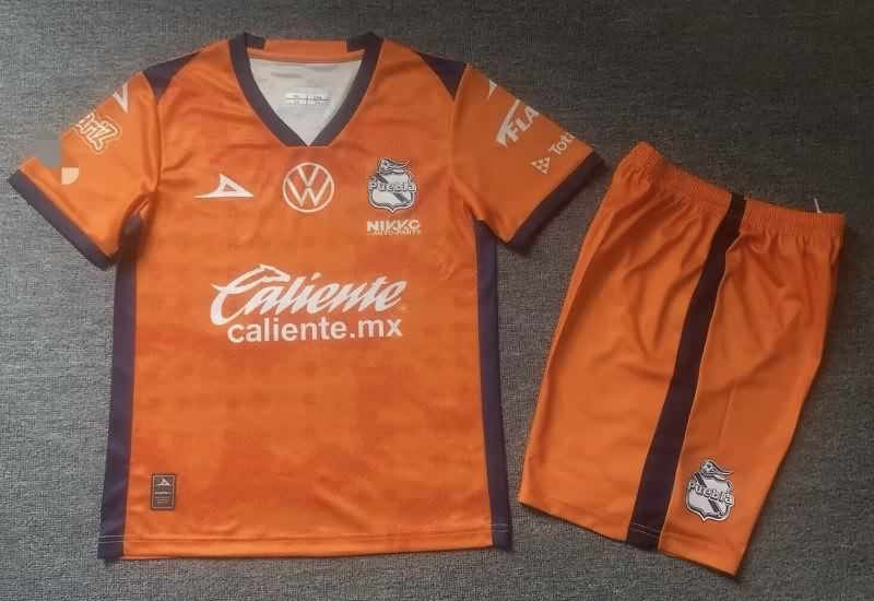 25/26 Puebla Goalkeeper Orange Kids Soccer Jersey And Shorts