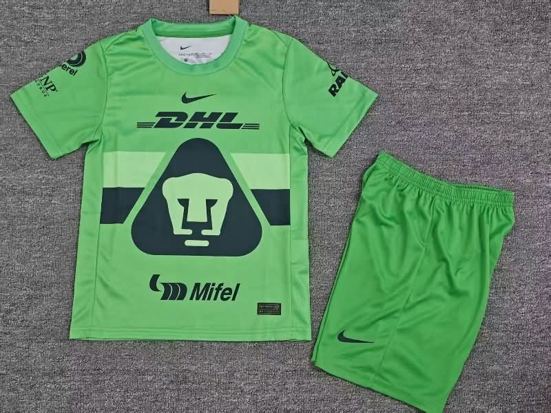 25/26 Pumas UNAM Goalkeeper Green Kids Soccer Jersey And Shorts
