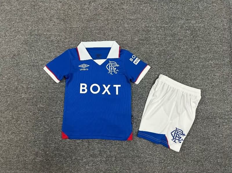 25/26 Rangers Home Kids Soccer Jersey And Shorts
