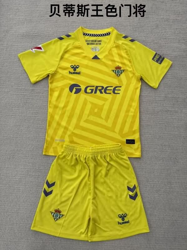 25/26 Real Betis Goalkeeper Yellow Kids Soccer Jersey And Shorts