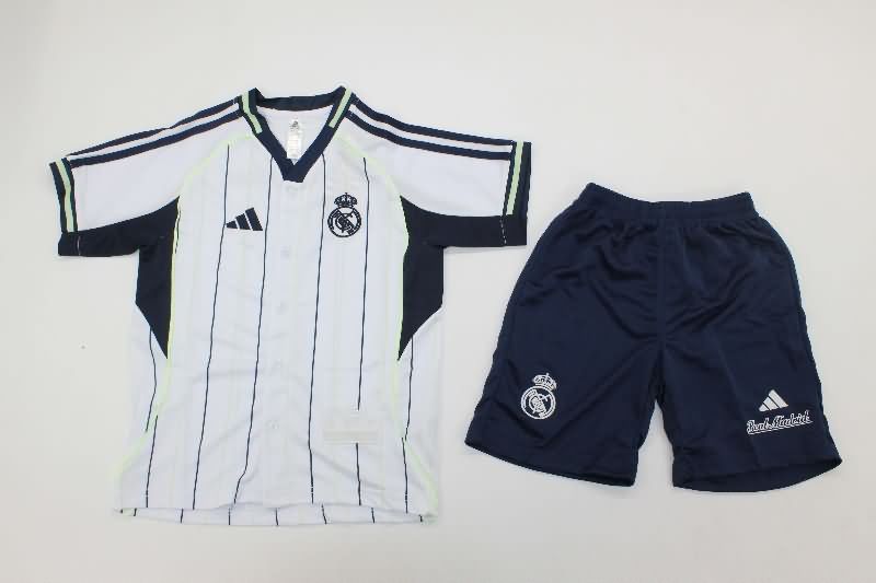 25/26 Real Madrid Travel Kids Soccer Jersey And Shorts