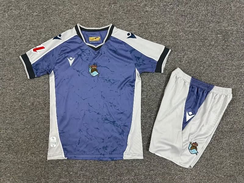 25/26 Real Sociedad Away Kids Soccer Jersey And Shorts