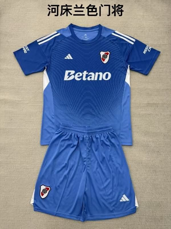25/26 River Plate Goalkeeper Blue Kids Soccer Jersey And Shorts