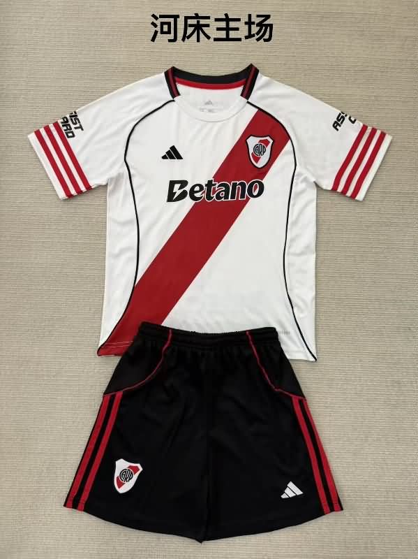 25/26 River Plate Home Kids Soccer Jersey And Shorts