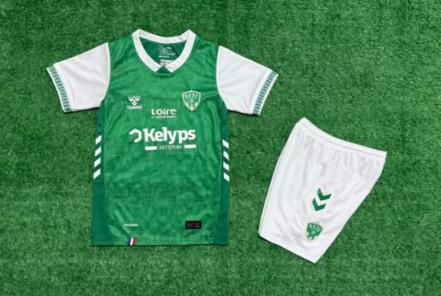 25/26 Saint Etienne Home Kids Soccer Jersey And Shorts