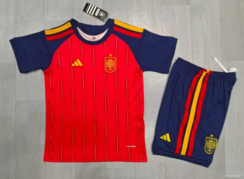 2026 Spain Home Kids Soccer Jersey And Shorts