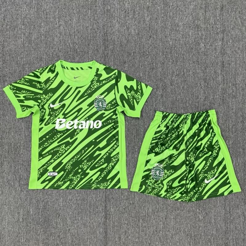 25/26 Sporting Lisbon Goalkeeper Green Kids Soccer Jersey And Shorts