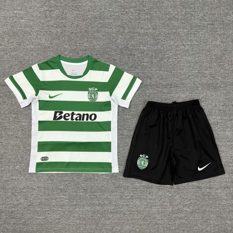 25/26 Sporting Lisbon Home Kids Soccer Jersey And Shorts