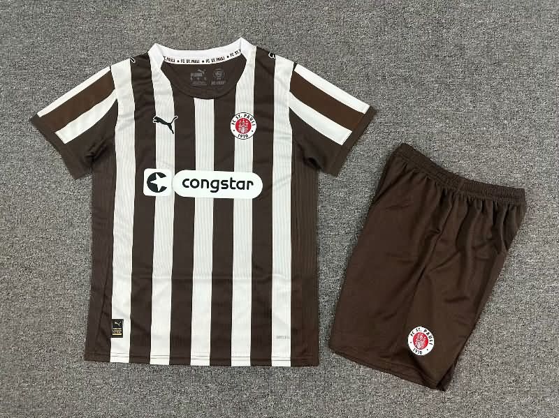 25/26 St Pauli Home Kids Soccer Jersey And Shorts