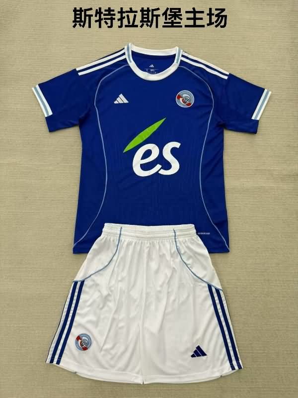 25/26 Strasbourg Home Kids Soccer Jersey And Shorts