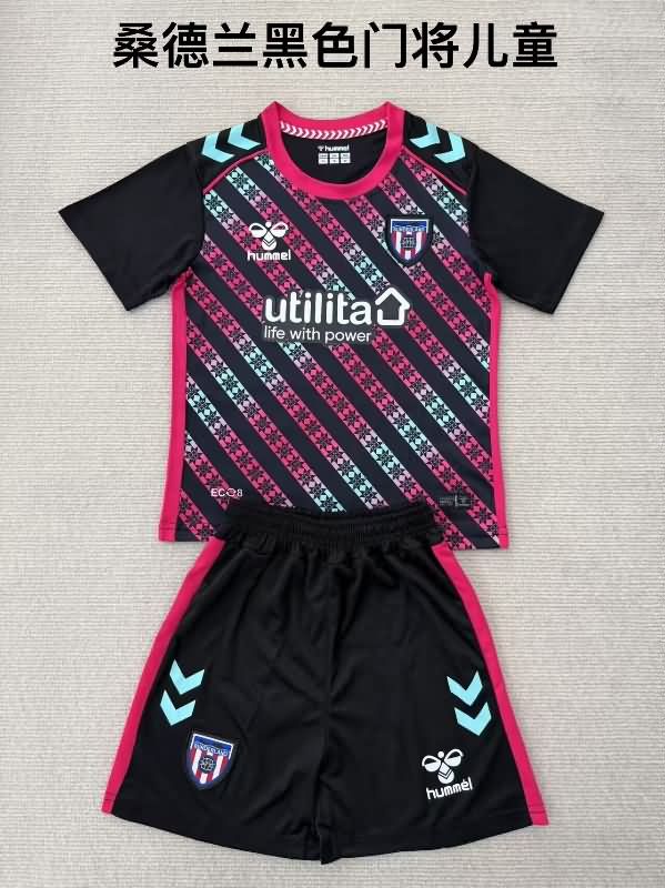 25/26 Sunderland Goalkeeper Black Kids Soccer Jersey And Shorts
