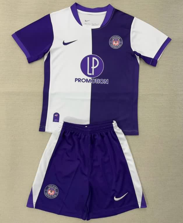 25/26 Toulouse Home Kids Soccer Jersey And Shorts