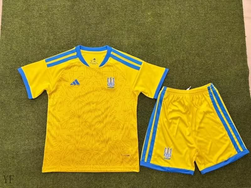 2026 Ukraine Home Kids Soccer Jersey And Shorts