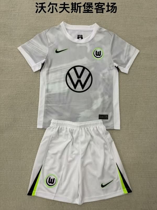 25/26 Wolfsburg Away Kids Soccer Jersey And Shorts