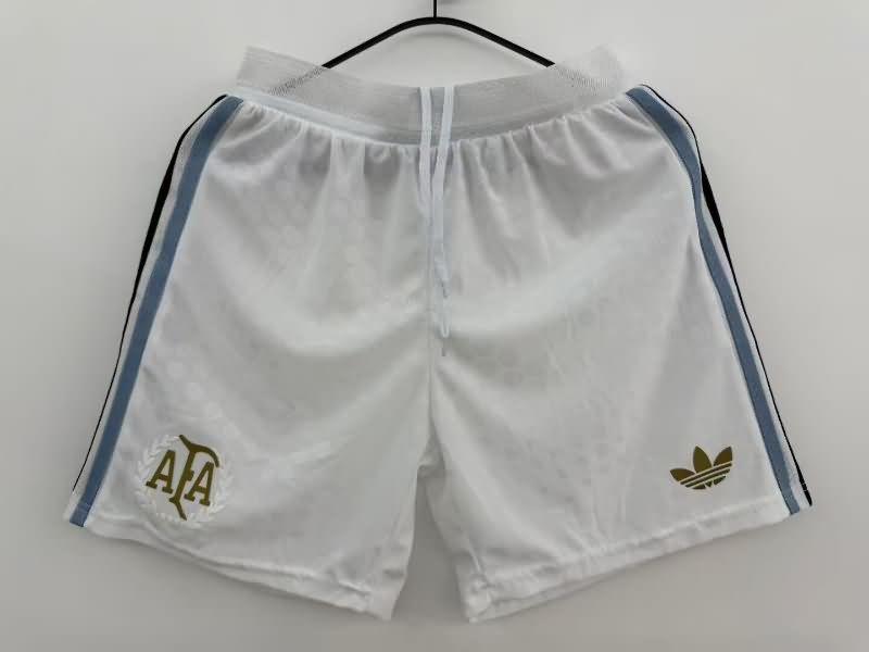 Thailand Quality(AAA) 50th Argentina Anniversary White Soccer Shorts (Player)