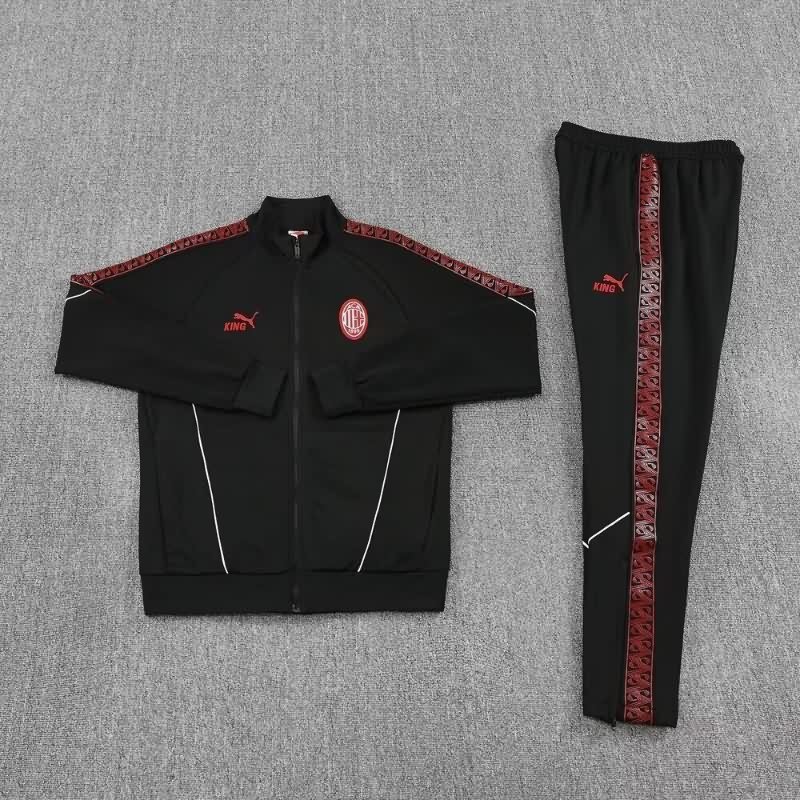 Thailand Quality(AAA) 25/26 AC Milan Black Soccer Tracksuit 03