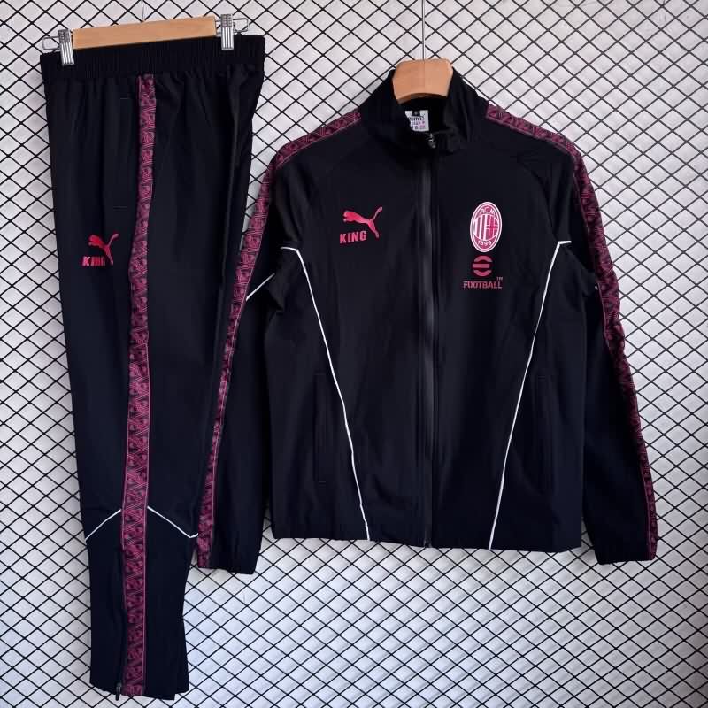 Thailand Quality(AAA) 25/26 AC Milan Black Soccer Tracksuit 04