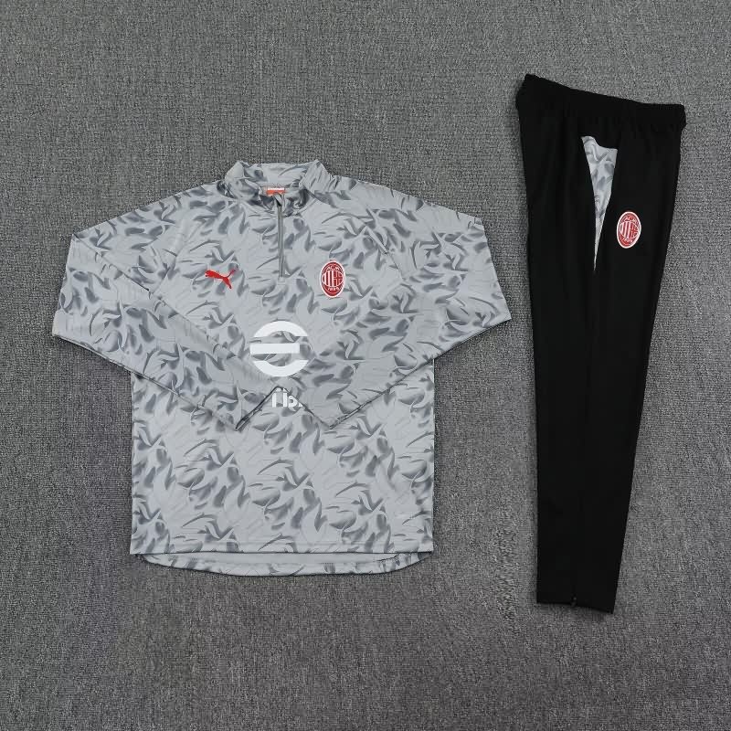 Thailand Quality(AAA) 25/26 AC Milan Grey Soccer Tracksuit
