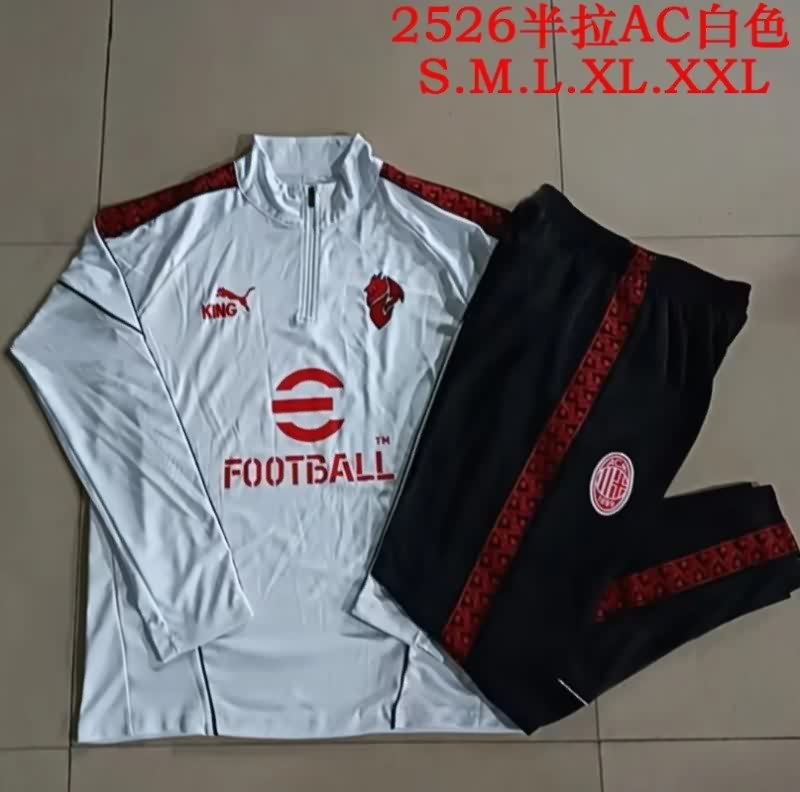 Thailand Quality(AAA) 25/26 AC Milan White Soccer Tracksuit 02