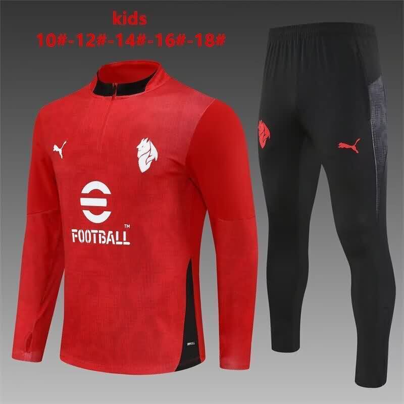 Kids - Thailand Quality(AAA) 25/26 AC Milan Red Soccer Tracksuit