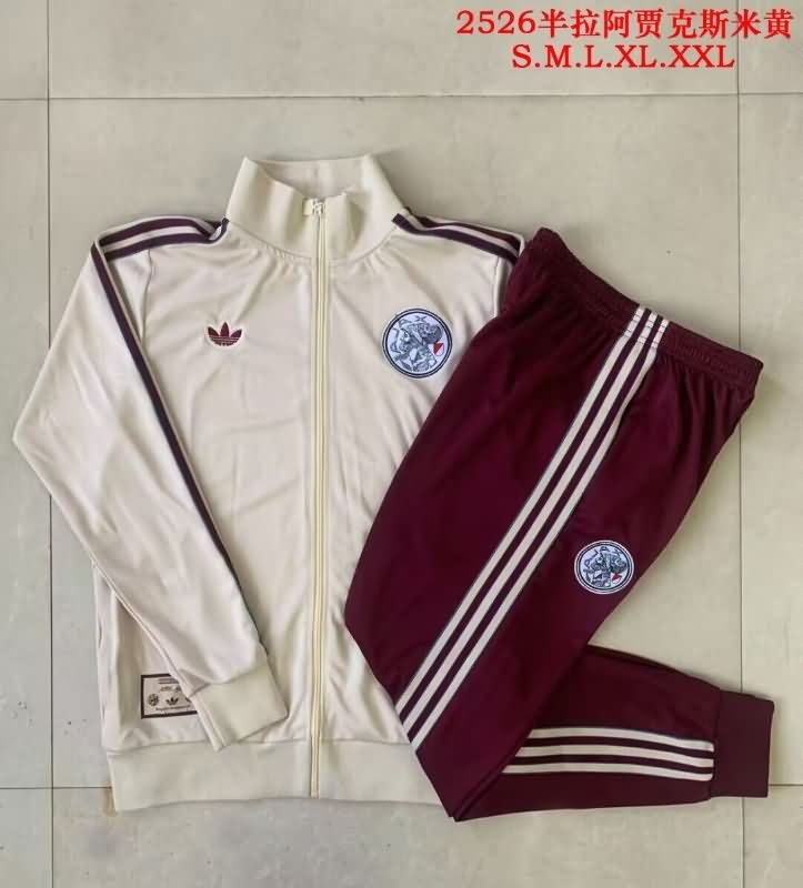 Thailand Quality(AAA) 25/26 Ajax Light Yellow Soccer Tracksuit 02