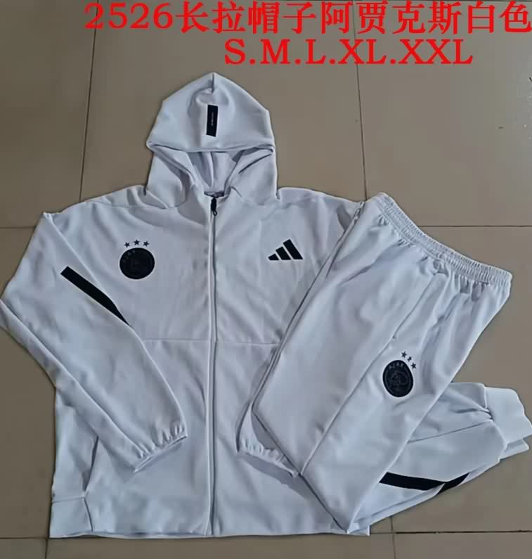 Thailand Quality(AAA) 25/26 Ajax White Soccer Tracksuit 03