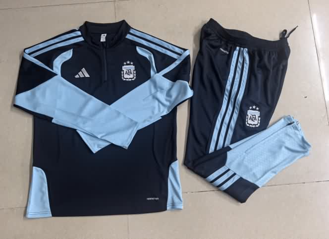 Thailand Quality(AAA) 2025 Argentina Dark Blue Soccer Tracksuit