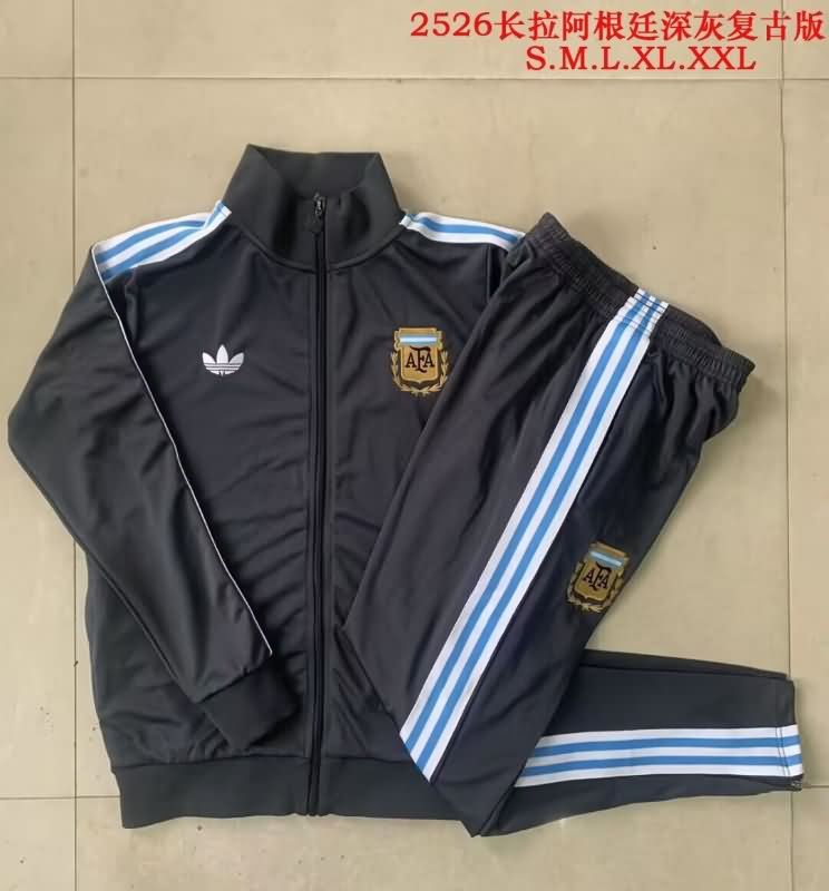 Thailand Quality(AAA) 2025 Argentina Dark Grey Soccer Tracksuit 02