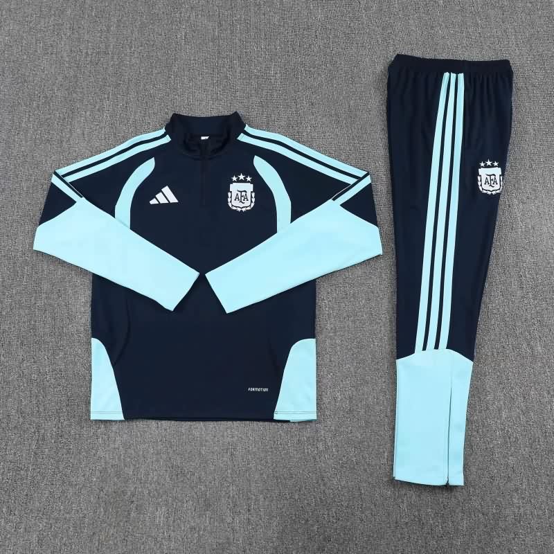 Kids - Thailand Quality(AAA) 2026 Argentina Dark Blue Soccer Tracksuit
