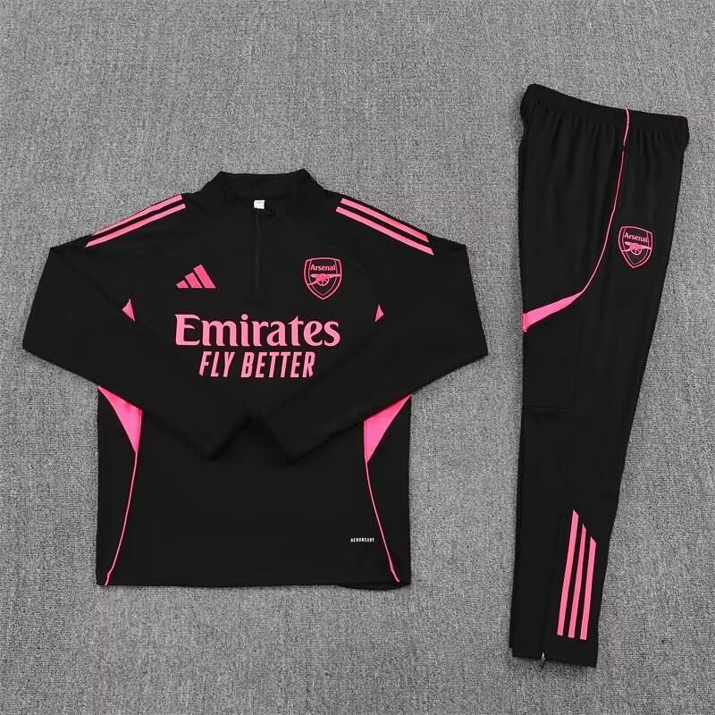 Thailand Quality(AAA) 25/26 Arsenal Black Soccer Tracksuit 02