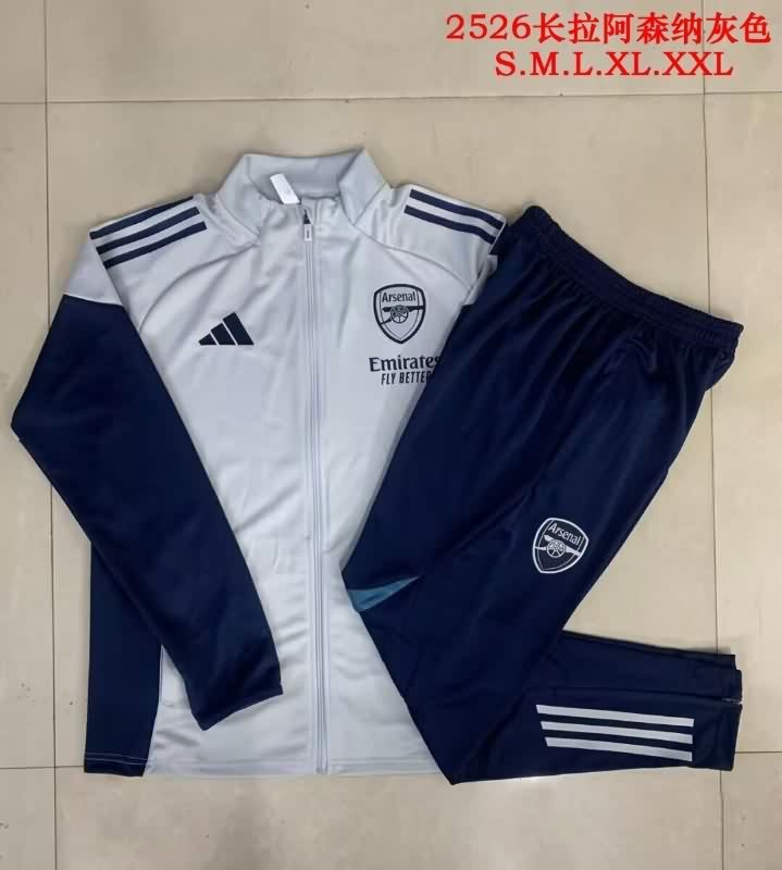 Thailand Quality(AAA) 25/26 Arsenal Grey Soccer Tracksuit 02