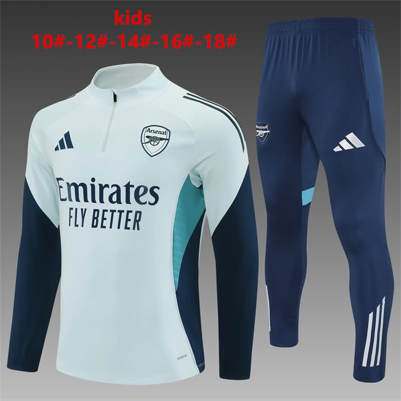 Kids - Thailand Quality(AAA) 25/26 Arsenal Grey Soccer Tracksuit