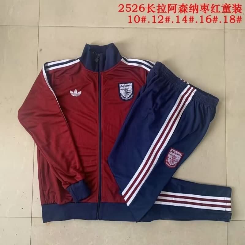 Kids - Thailand Quality(AAA) 25/26 Arsenal Red Soccer Tracksuit