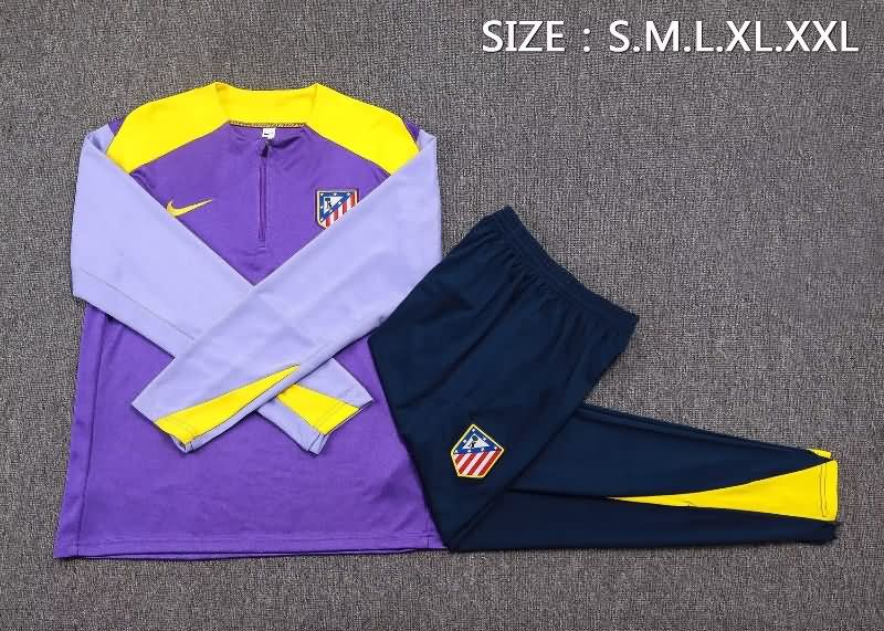 Thailand Quality(AAA) 25/26 Atletico Madrid Purple Soccer Tracksuit