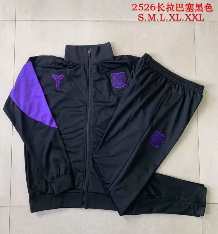 Thailand Quality(AAA) 25/26 Barcelona Black Soccer Tracksuit 02