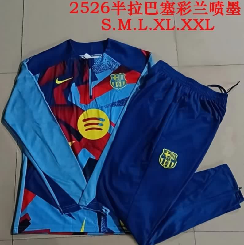 Thailand Quality(AAA) 25/26 Barcelona Blue Soccer Tracksuit 03