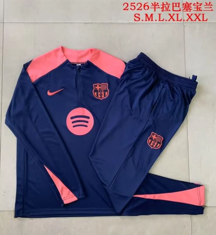 Thailand Quality(AAA) 25/26 Barcelona Dark Blue Soccer Tracksuit 02