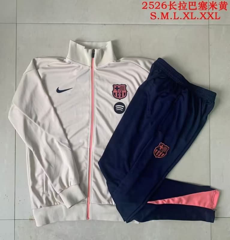 Thailand Quality(AAA) 25/26 Barcelona Light Yellow Soccer Tracksuit