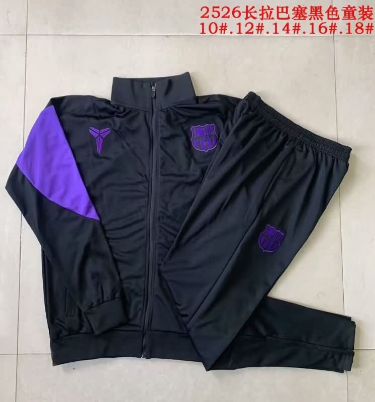 Kids - Thailand Quality(AAA) 25/26 Barcelona Black Soccer Tracksuit
