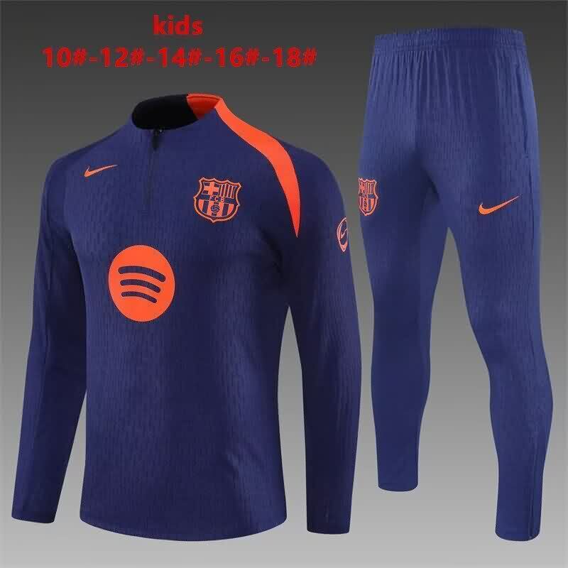 Kids - Thailand Quality(AAA) 25/26 Barcelona Dark Blue Soccer Tracksuit 06